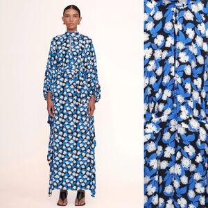 Staud Danica Maxi Blue White Dress Floral Size S